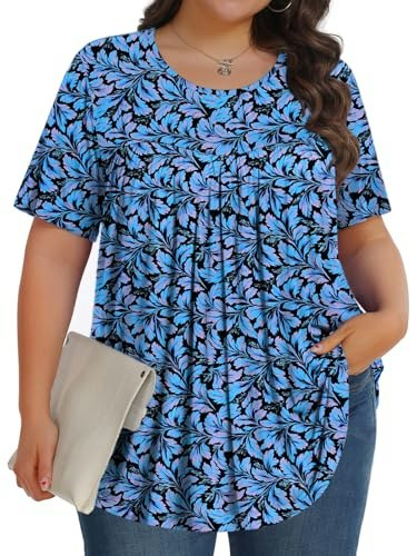 Tencede Women's Plus Size Short Sleeve Crew Neck Tunic 3X: $16.99 Tencede Women's Plus Size Short Sleeve Crew Neck Tunic 3X: $16.99