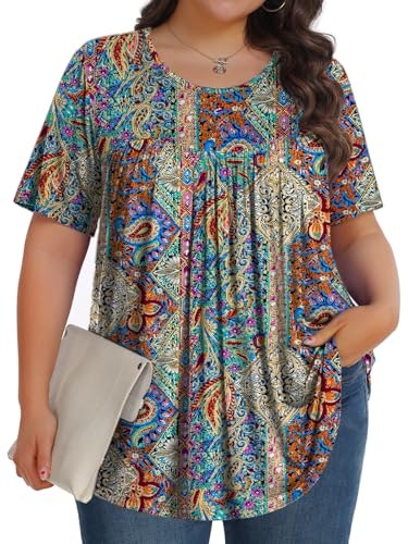 Tencede Women's Plus Size Short Sleeve Crew Neck Tunic Blouse: $16.99 Tencede Women's Plus Size Short Sleeve Crew Neck Tunic Blouse: $16.99