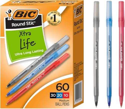 Bic Round Stic Xtra Life Medium Point Ballpoint Pens 540-Count: $57.47 Bic Round Stic Xtra Life Medium Point Ballpoint Pens 540-Count: $57.47