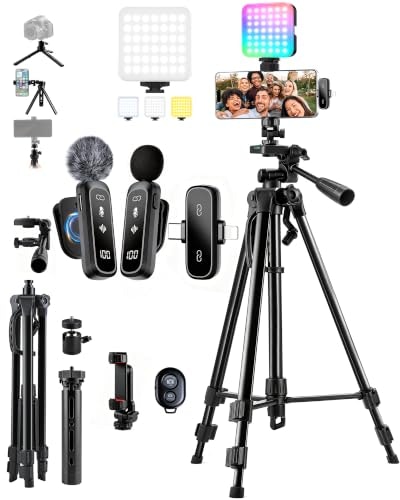 Vlogging Starter Kit with Wireless Microphone, Tripods, and RGB Fill Light: $59.49 Vlogging Starter Kit with Wireless Microphone, Tripods, and RGB Fill Light: $59.49