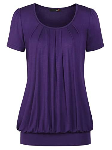 DJT Women's Short Sleeve Pleated Casual Blouse: $16.99