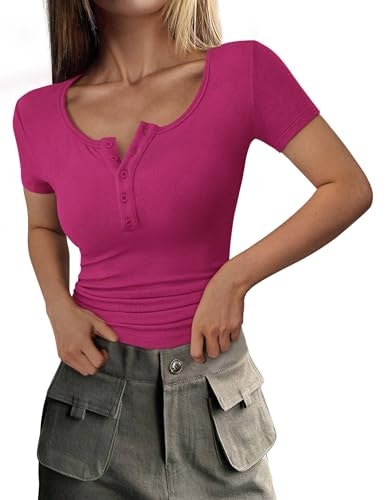 Prettygarden Women's Henley Summer T-Shirt: $14.97 Prettygarden Women's Henley Summer T-Shirt: $14.97