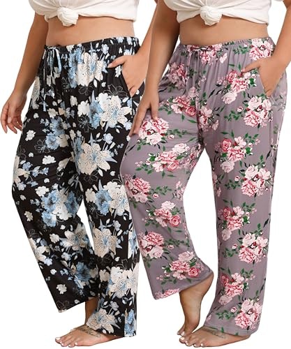 Vozanet Women's Plus Size Pajama Pants 2-Pack: $18.69