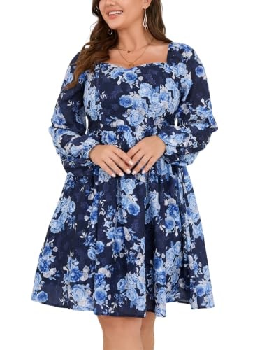 Eywol Plus Size Floral Jacquard Long Sleeve Mini Dress: $50.99 Eywol Plus Size Floral Jacquard Long Sleeve Mini Dress: $50.99