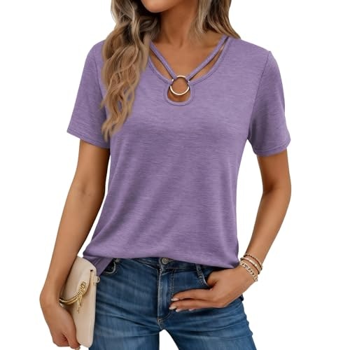 Kilisu Women's Keyhole Short Sleeve T-Shirt: $9.49