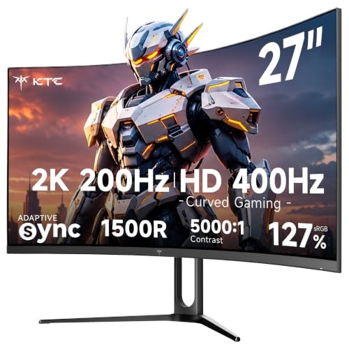 KTC H27S5 27" 1440p 200Hz Curved Gaming Monitor: $186.99