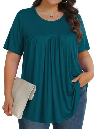 Tencede Women's Plus Size Short Sleeve Crew Neck Tunic Blouse: $16.99 Tencede Women's Plus Size Short Sleeve Crew Neck Tunic Blouse: $16.99