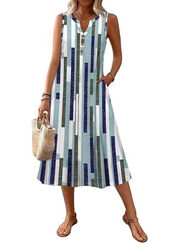 Zeagoo Women's V-Neck Sleeveless Midi Sundress: $19.98 Zeagoo Women's V-Neck Sleeveless Midi Sundress: $19.98