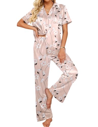 Ekouaer Women's 2-Piece Silk Pajama Set: $17.98