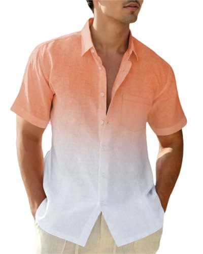 Xingcool Men's Gradient Linen Short Sleeve Casual Shirt: $22.09 Xingcool Men's Gradient Linen Short Sleeve Casual Shirt: $22.09