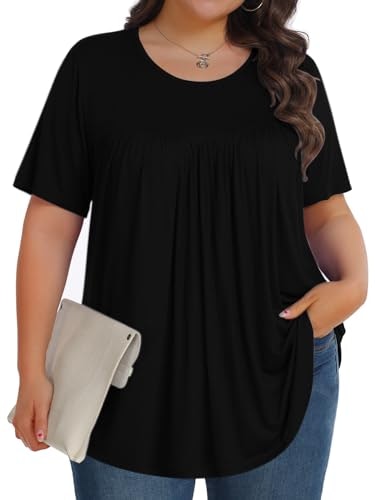 Tencede Women's Plus Size Short Sleeve Crew Neck Tunic Top: $16.98 Tencede Women's Plus Size Short Sleeve Crew Neck Tunic Top: $16.98