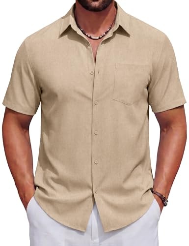 Coofandy Men's Linen Short Sleeve Casual Shirt: $14.97 Coofandy Men's Linen Short Sleeve Casual Shirt: $14.97