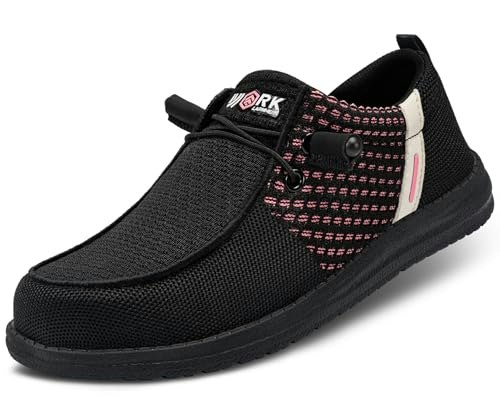 Larnmern Women's Steel Toe Slip-On Work Loafers: $39.86 Larnmern Women's Steel Toe Slip-On Work Loafers: $39.86