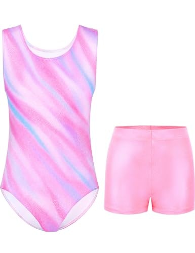 Kirinkylin Girls Gymnastics Leotard and Shorts Set: $14.24