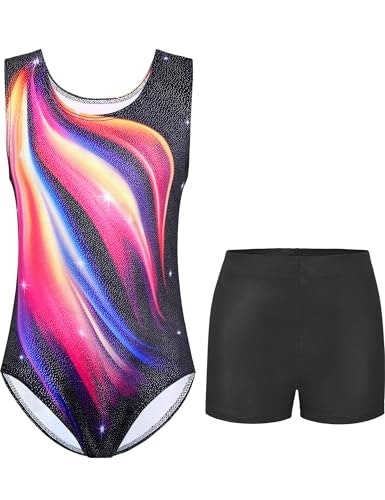 Kirinkylin Girls' Gymnastics Leotard and Shorts Set: $9.49
