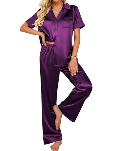 Ekouaer Women's Silk Satin 2-Piece Pajama Set: $23.06 Ekouaer Women's Silk Satin 2-Piece Pajama Set: $23.06