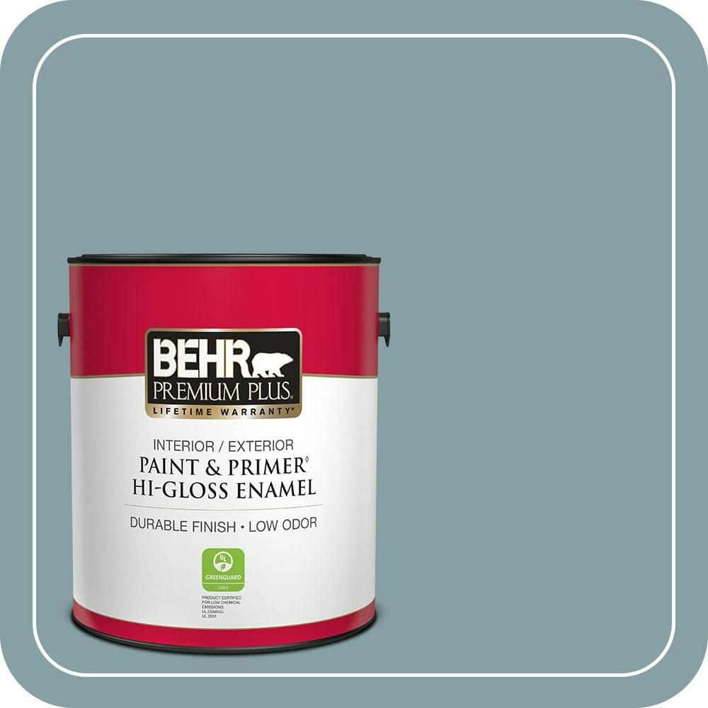 Behr Aqua Gray 1-Gallon Hi-Gloss Interior and Exterior Paint and Primer: $45.98 Behr Aqua Gray 1-Gallon Hi-Gloss Interior and Exterior Paint and Primer: $45.98