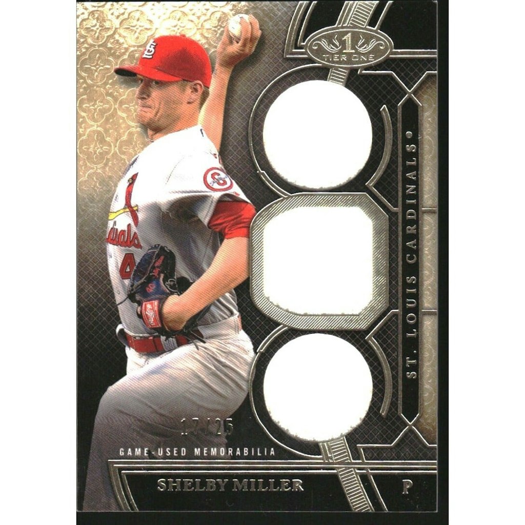 2015 Topps Tier One Triple Relics Shelby Miller Card: $13.50 2015 Topps Tier One Triple Relics Shelby Miller Card: $13.50