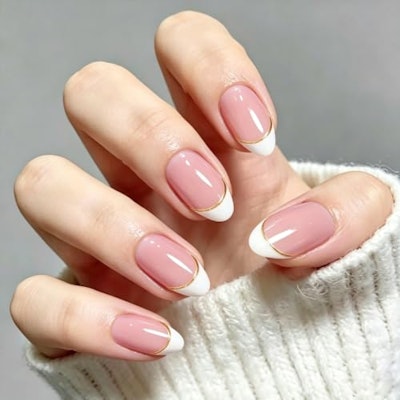 Helivive Short Almond French Tip Press-On Nails 32-Piece Kit for $5 w/ Prime + free shipping w/ Prime