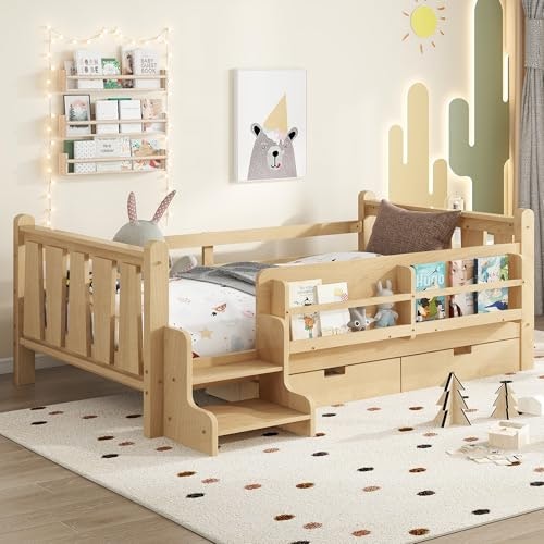 Bellemave Twin Montessori Floor Bed with Storage Drawers and Bookshelf: $266.99 Bellemave Twin Montessori Floor Bed with Storage Drawers and Bookshelf: $266.99