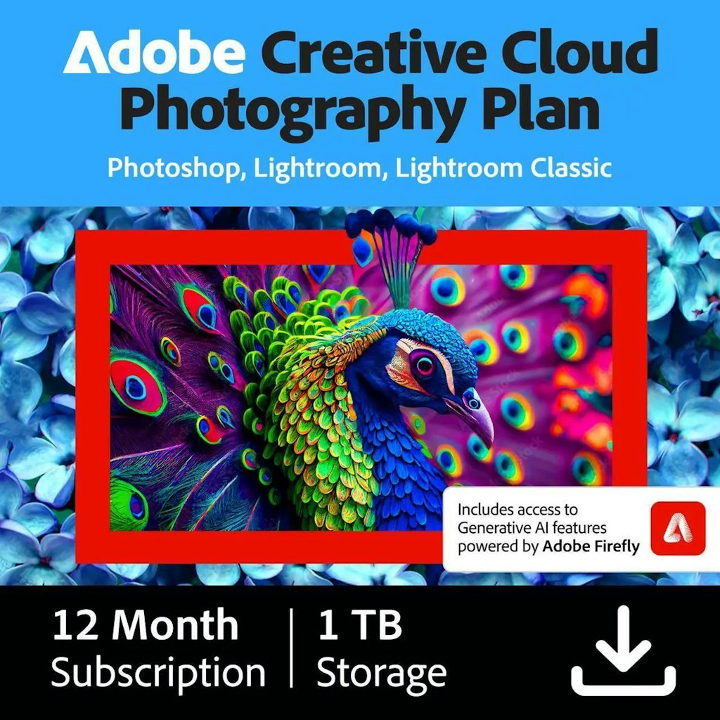 Adobe Creative Cloud Photography Plan 1TB 1-Year Subscription: $100