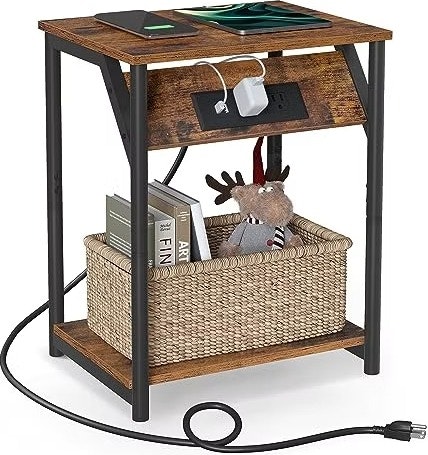 Vasagle End Table with Charging Station: $19.99