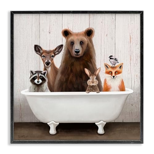 Woodland Creatures Antique Bathtub Framed Giclee Art: $40.23