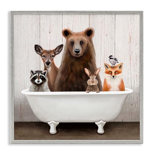 Woodland Creatures Antique Bathtub Framed Giclee Art: $56.99