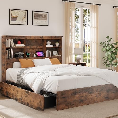 GarveeHome Queen Bookcase Headboard Bed Frame: $259.98 GarveeHome Queen Bookcase Headboard Bed Frame: $259.98