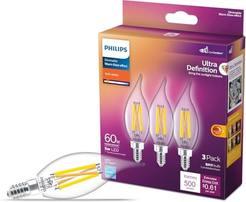 Philips BA11 E12 LED Chandelier Bulb 3-Pack: $9.39