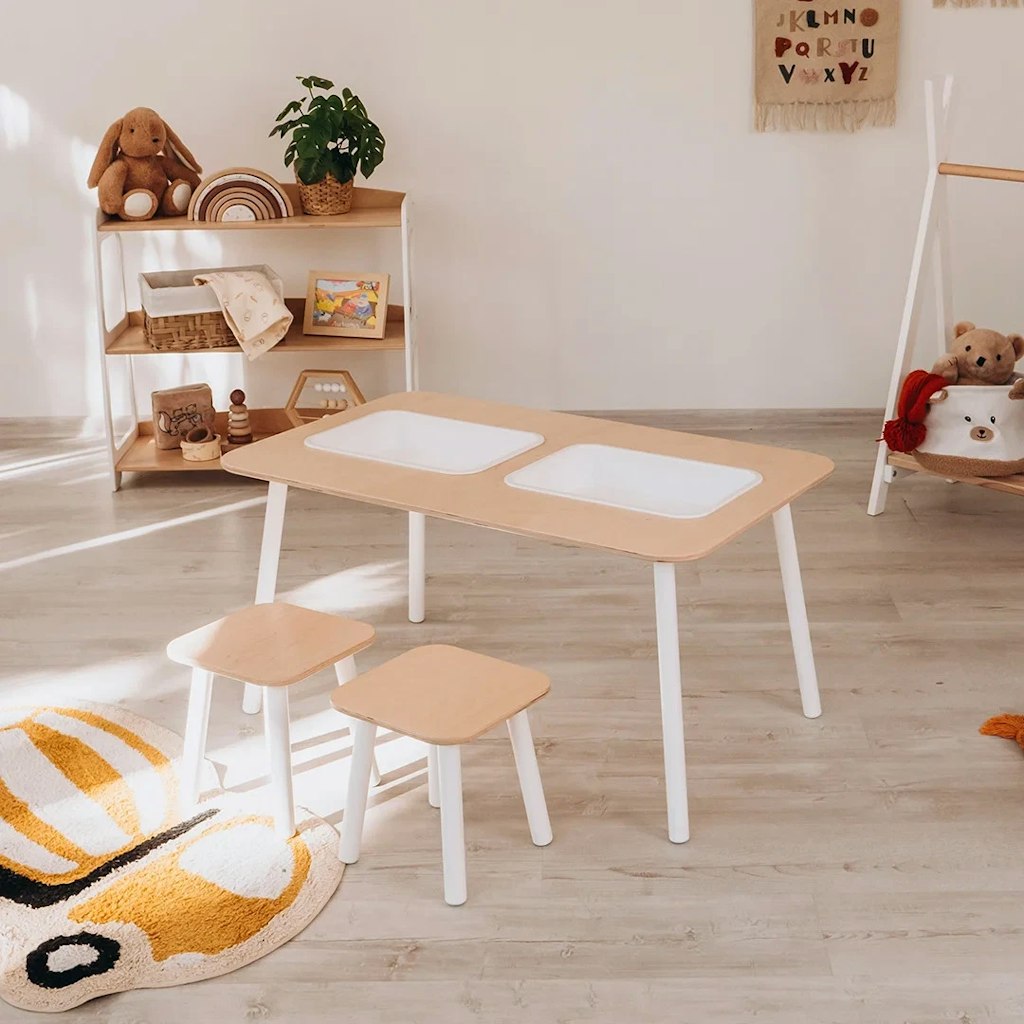 WoodandHearts 3-Piece Sorter Table and Stool Set: $23