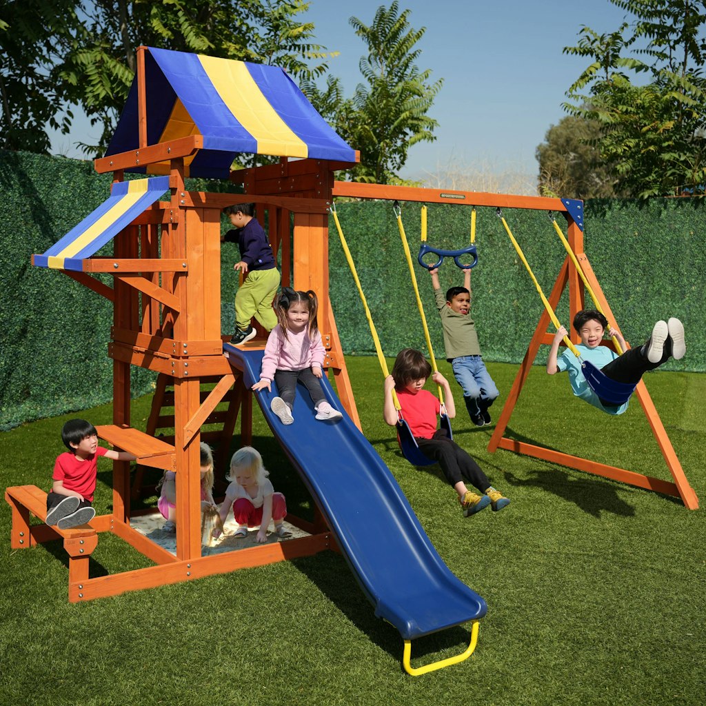 Sportspower Sunnyslope Wooden Swing Set: $428 Sportspower Sunnyslope Wooden Swing Set: $428