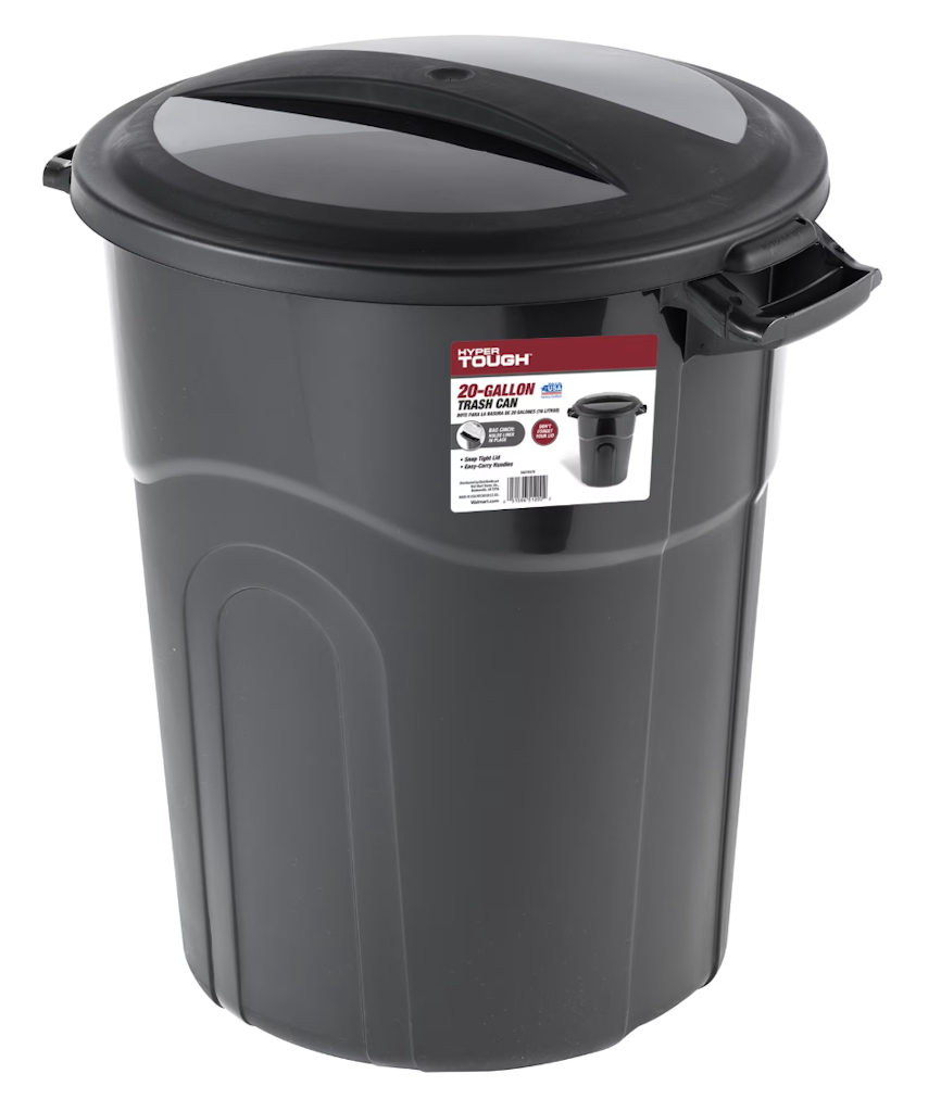 Hyper Tough 20-Gallon Garbage Can w/ Lid: $18