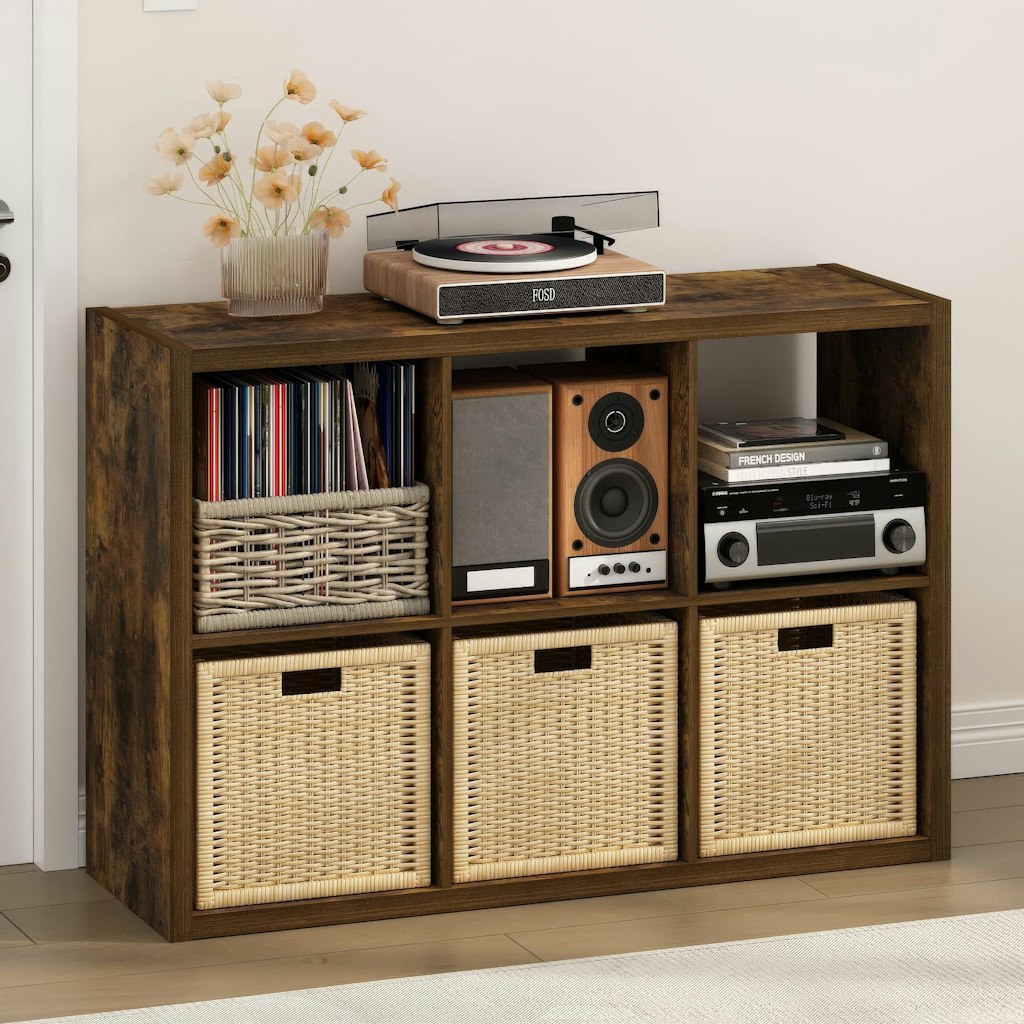 Furinno Cubicle 6-Cube Record Player Stand: $80