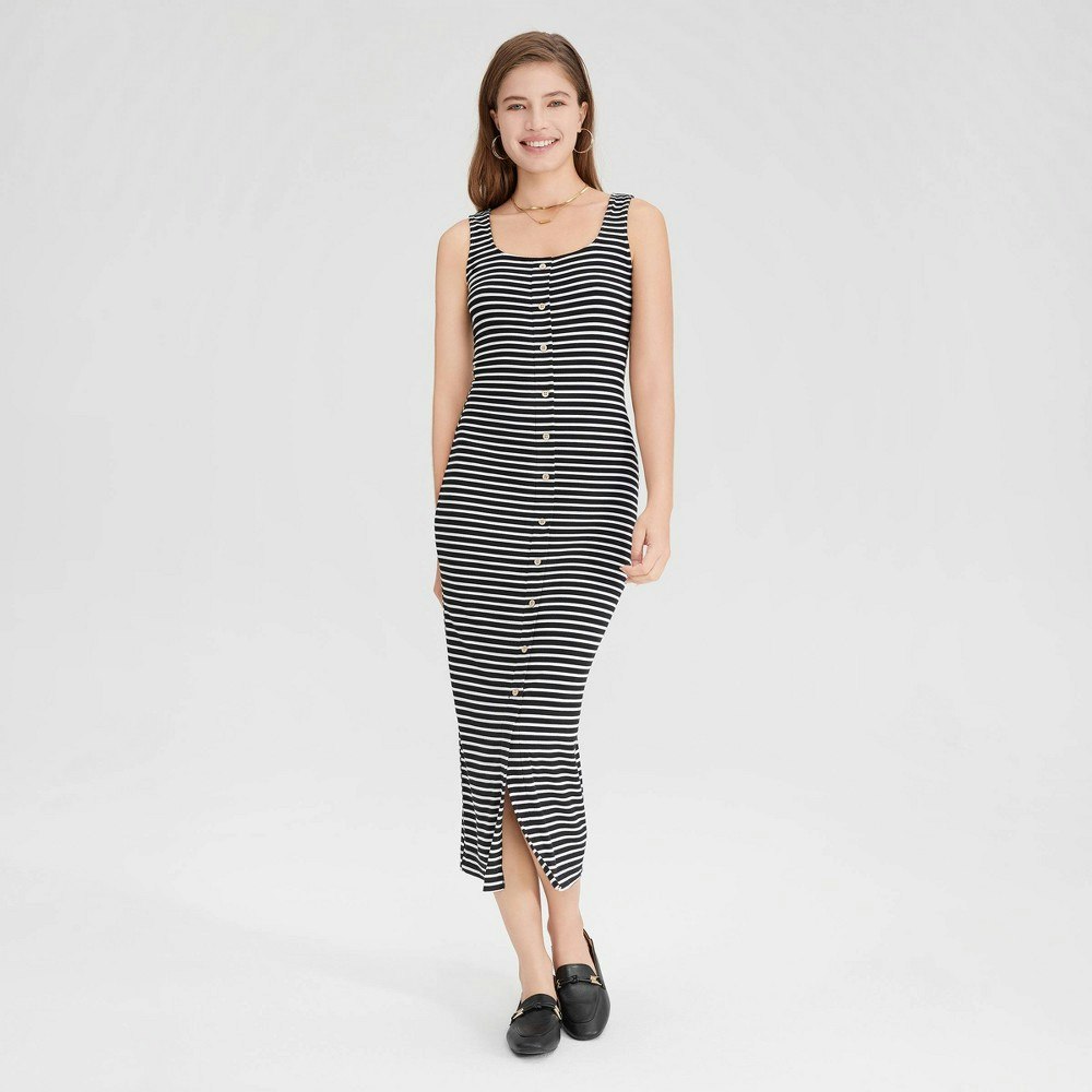 Universal Thread Women's Sleeveless Button-Down Striped Midi Sundress: $36 Universal Thread Women's Sleeveless Button-Down Striped Midi Sundress: $36