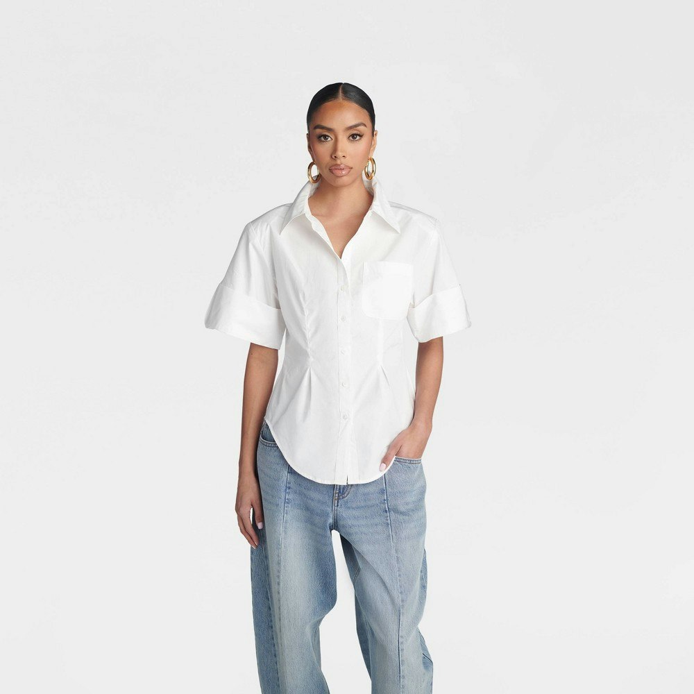 Kahlana The Hourglass Women's Short Sleeve Button-Down Shirt: $40 Kahlana The Hourglass Women's Short Sleeve Button-Down Shirt: $40