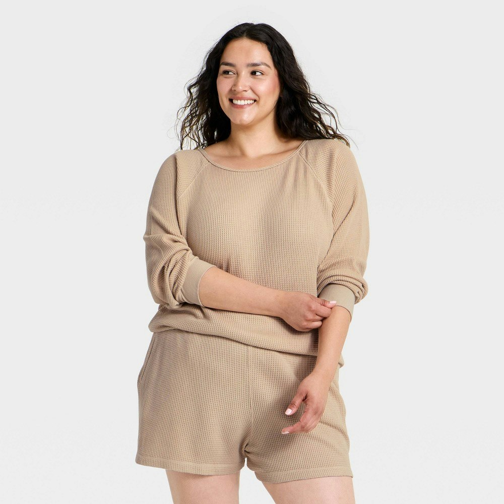 Women's Long Sleeve Waffle Scoop Neck T-Shirt: $25