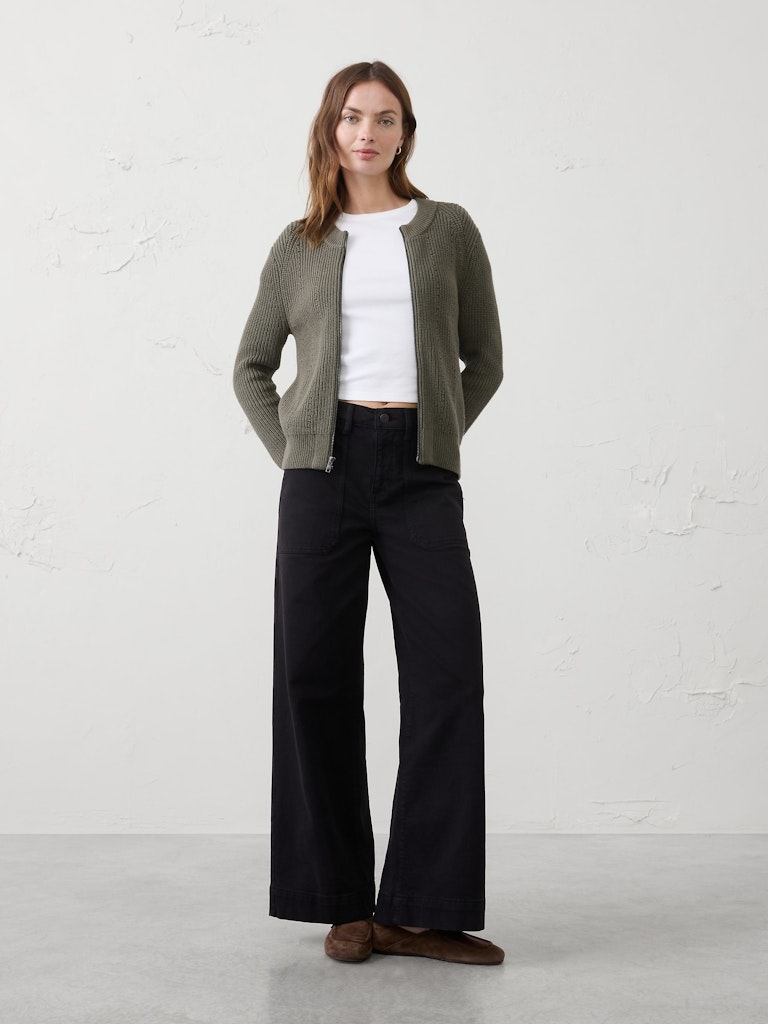 Cotton Bomber Sweater: $65