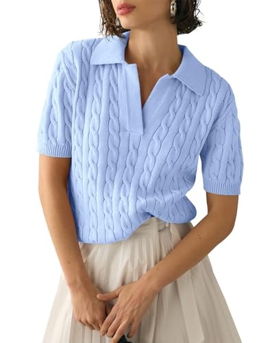 Imily Bela Women's Cable Knit V-Neck Short Sleeve Sweater: $19.99 Imily Bela Women's Cable Knit V-Neck Short Sleeve Sweater: $19.99