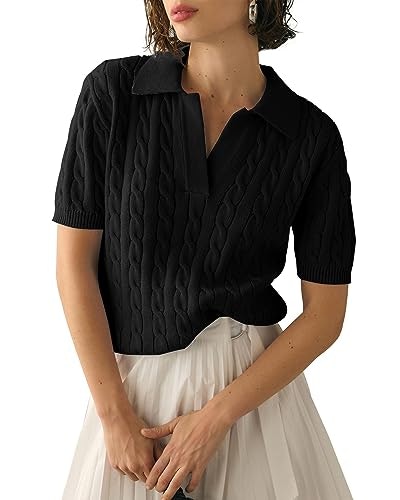 Imily Bela Women's Cable Knit V-Neck Short Sleeve Sweater: $19.99 Imily Bela Women's Cable Knit V-Neck Short Sleeve Sweater: $19.99