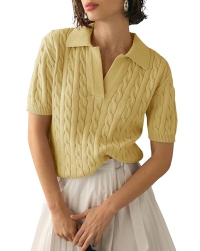 Imily Bela Women's Cable Knit V-Neck Short Sleeve Sweater: $19.99 Imily Bela Women's Cable Knit V-Neck Short Sleeve Sweater: $19.99