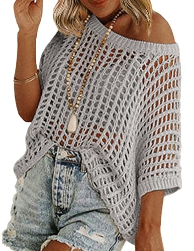 Zeagoo Women's Short Sleeve Crochet Sweater: $23.83 Zeagoo Women's Short Sleeve Crochet Sweater: $23.83