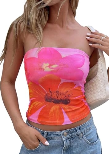 Prettygarden Women's Floral Tube Top: $11.38 Prettygarden Women's Floral Tube Top: $11.38