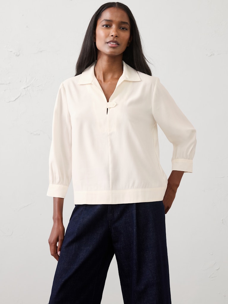 Collared Tab Pullover Top: $40 Collared Tab Pullover Top: $40