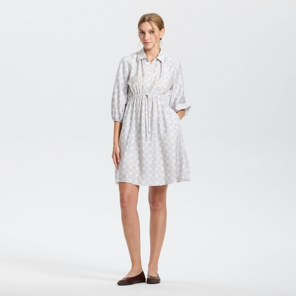 Universal Thread Women's Elbow Sleeve Drawstring Waist Floral Shirtdress: $34 Universal Thread Women's Elbow Sleeve Drawstring Waist Floral Shirtdress: $34