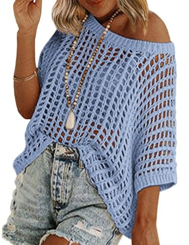 Zeagoo Women's Short Sleeve Crochet Pullover: $22.90