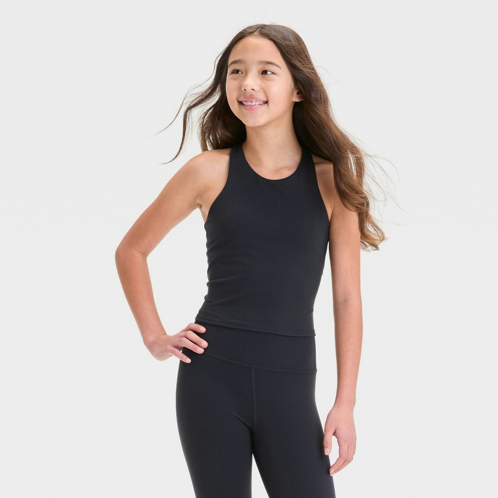 All In Motion Girls' Strapped Cropped Active Tank Top: $15 All In Motion Girls' Strapped Cropped Active Tank Top: $15