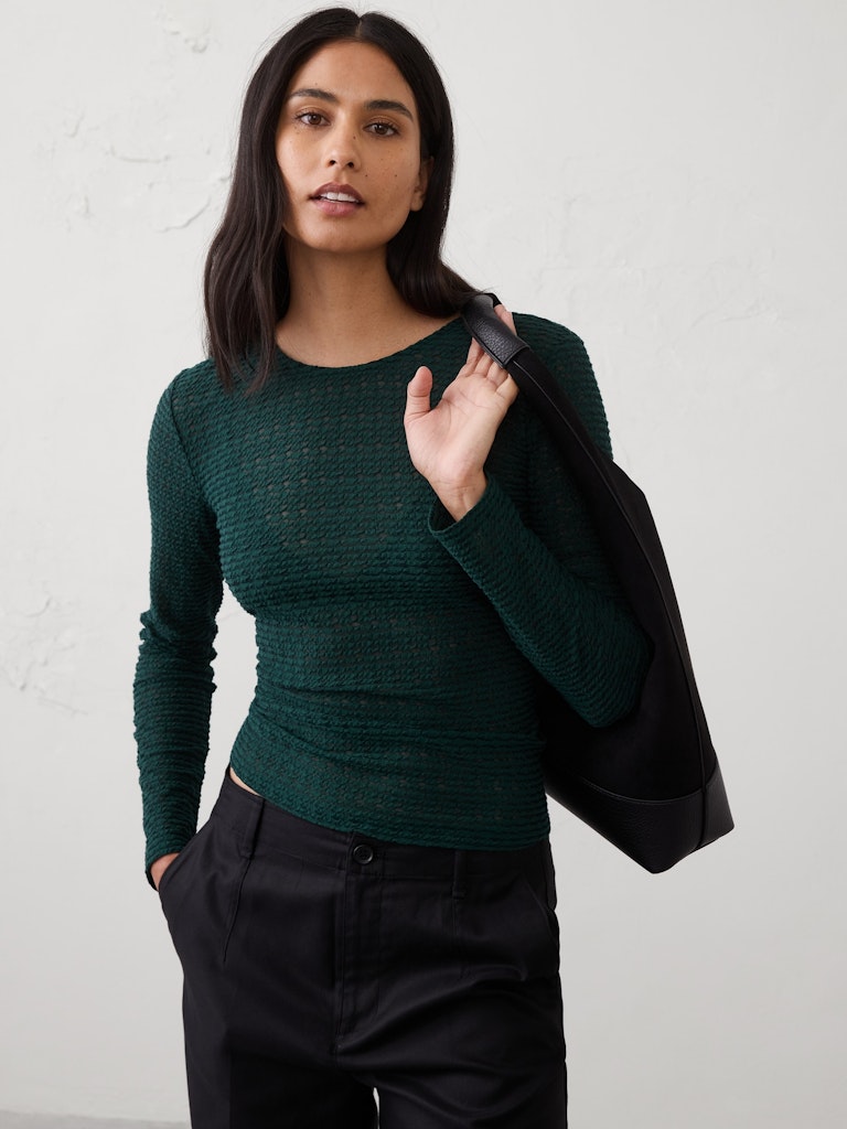 Sheer Jacquard T-Shirt: $30