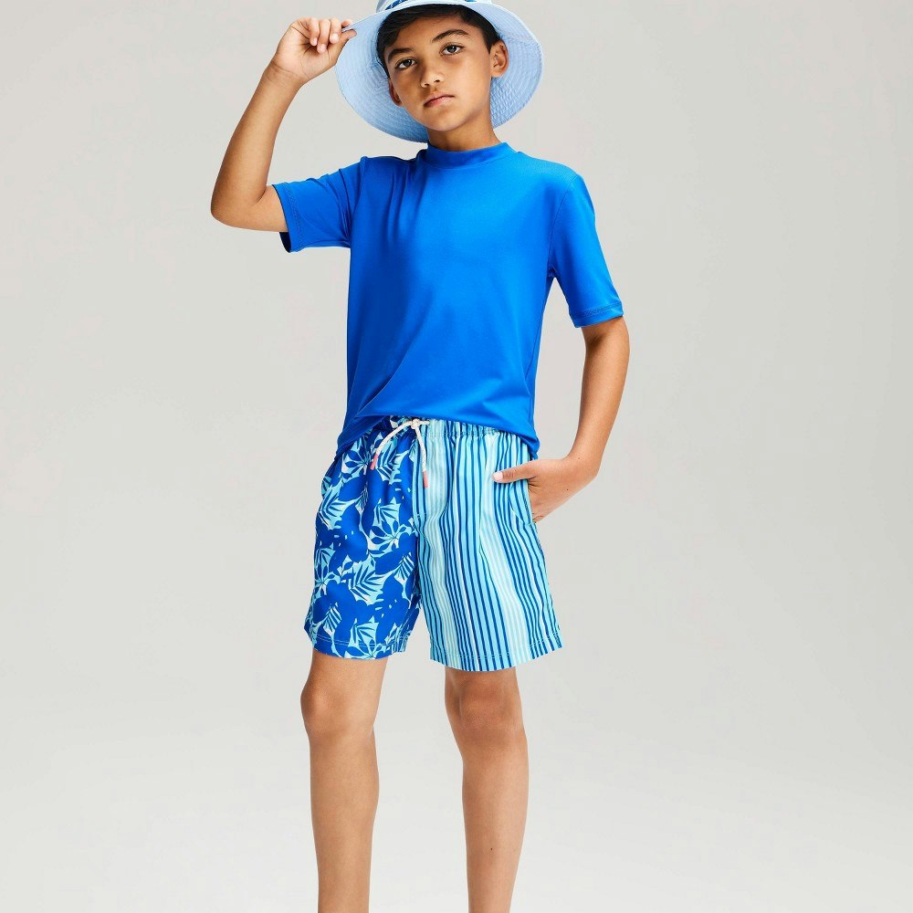 Cat & Jack Boys' Striped and Palm Print Swim Trunks: $15