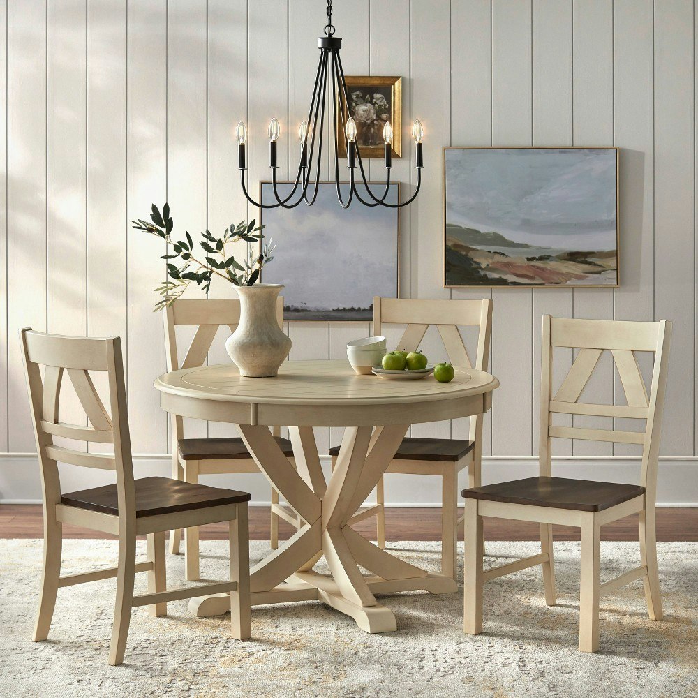Buylateral 5-Piece Vintner Farmhouse Pedestal Dining Set: $879.99 Buylateral 5-Piece Vintner Farmhouse Pedestal Dining Set: $879.99